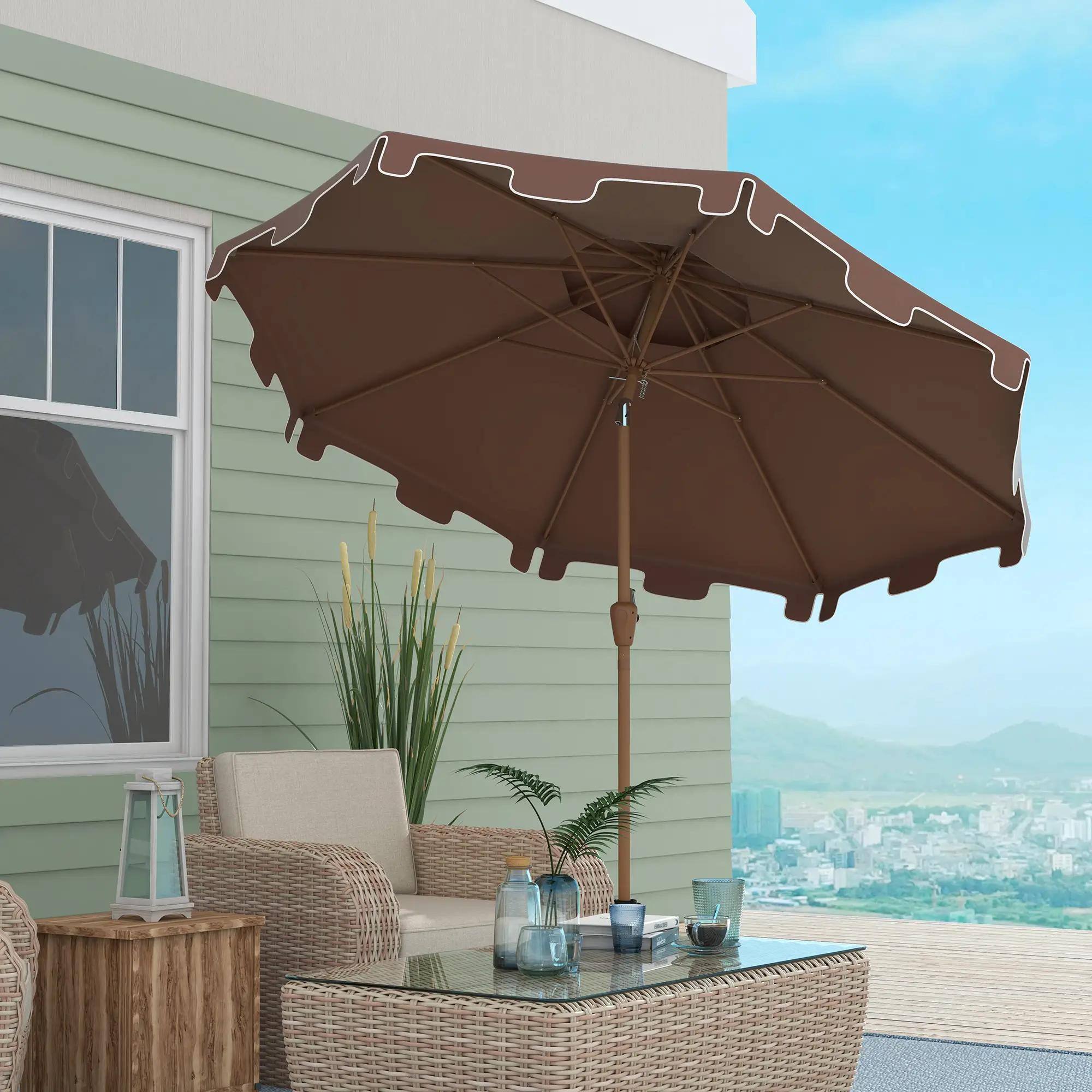 Angle. Spaco - Spaco 8.8' Patio Umbrella with Push Button Tilt and Crank - Brown.