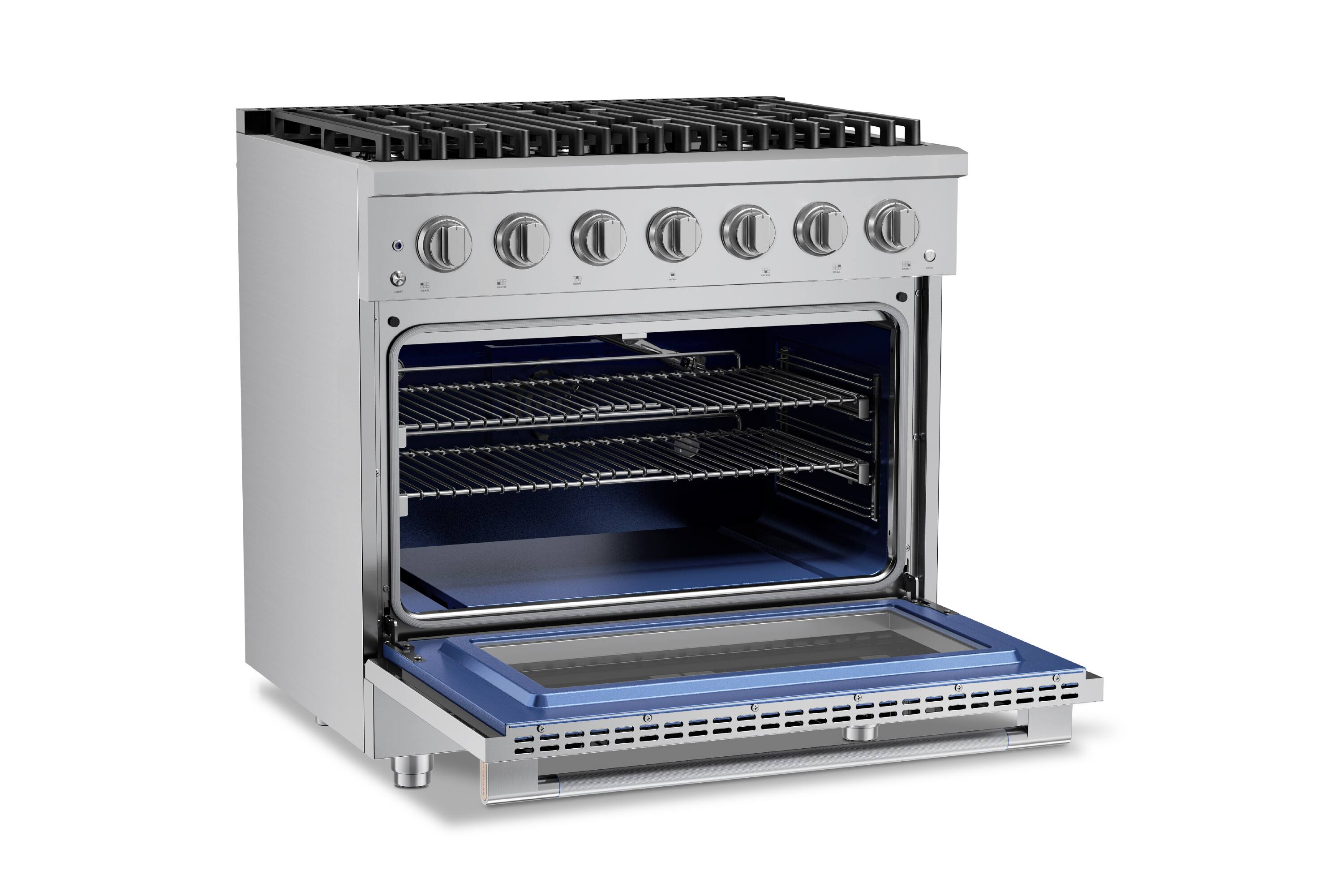 Alt View 4. Hauslane - HausPro 36 in. 6 Burners (20,000 BTU) Freestanding Gas Range Range - Stainless Steel.