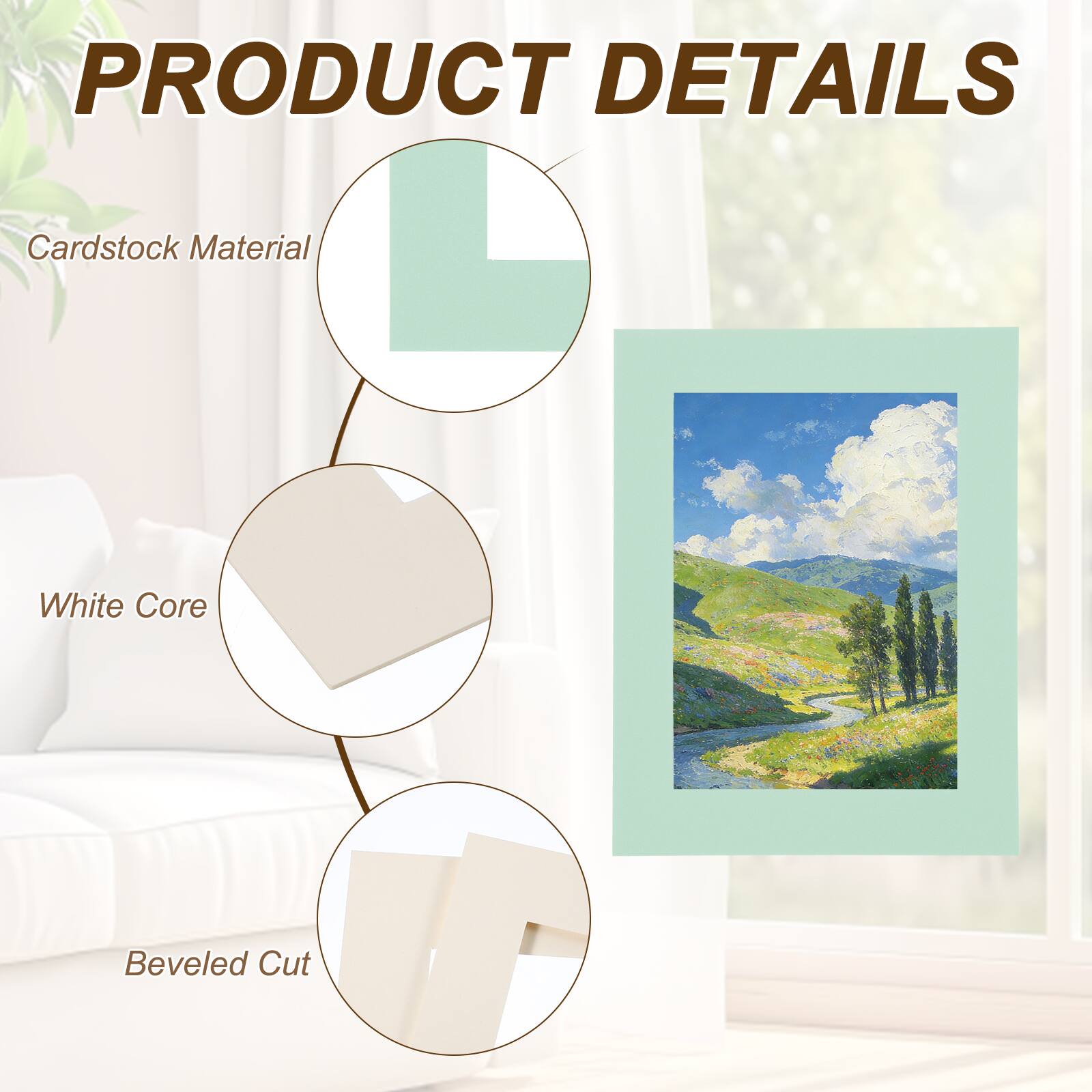 PRODUCT DETAILS

- Cardstock Material
- White Core
- Beveled Cut