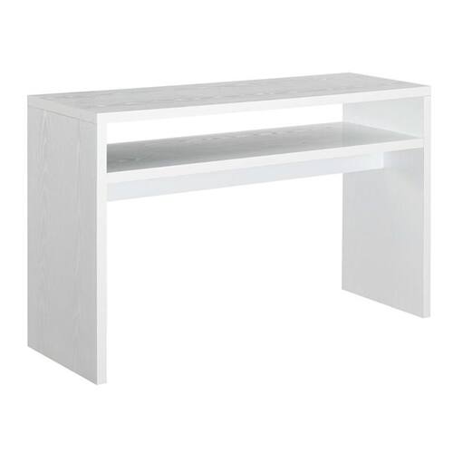 Left. SlickBlue - Farmhouse Style Console Table with Bottom Storage Shelf - White.