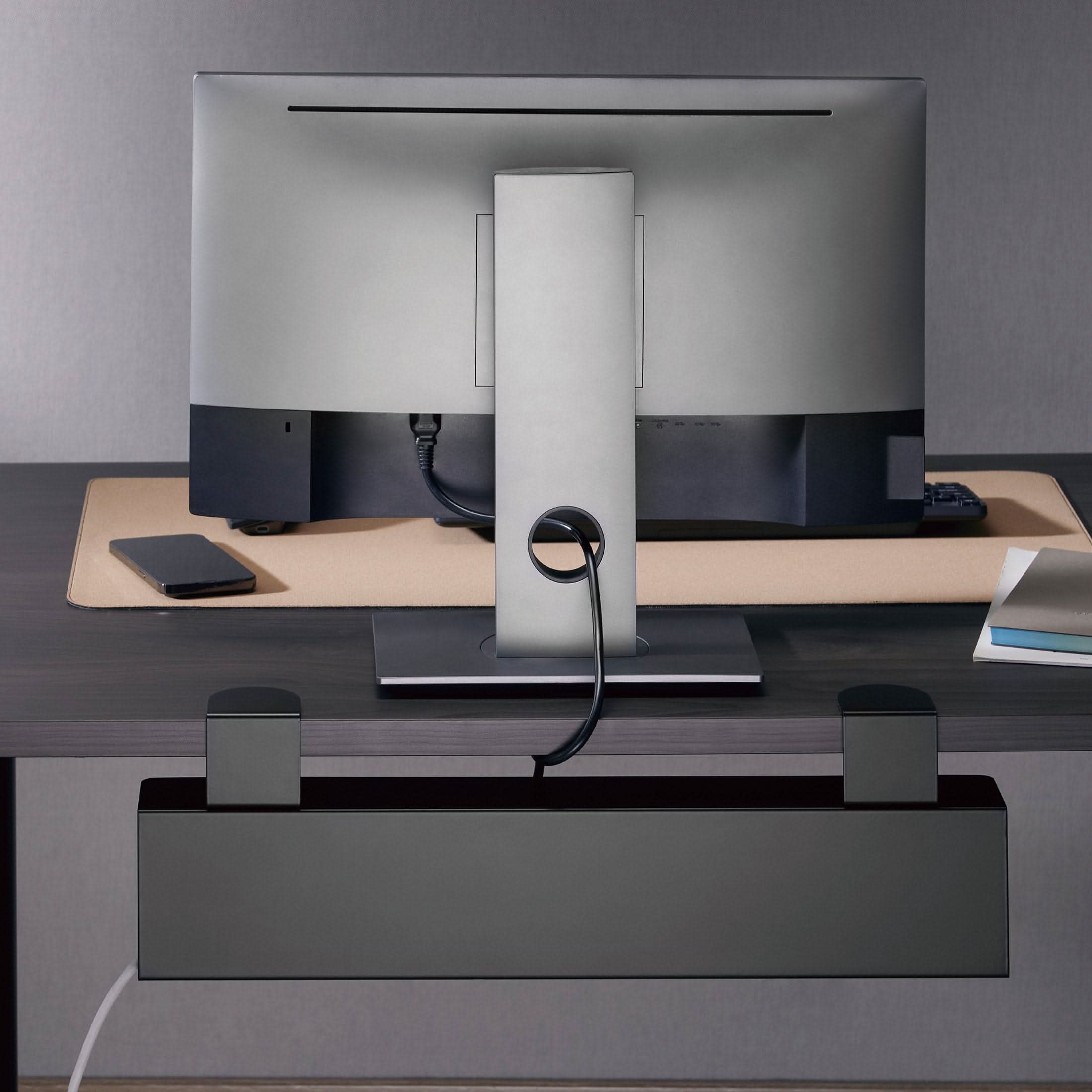 Alt View 6. Mount-It! - Clamp-On Under Desk Cable Management Tray for Desk Organization & Cable Storage, Tool-Free Installation, Black - Black.