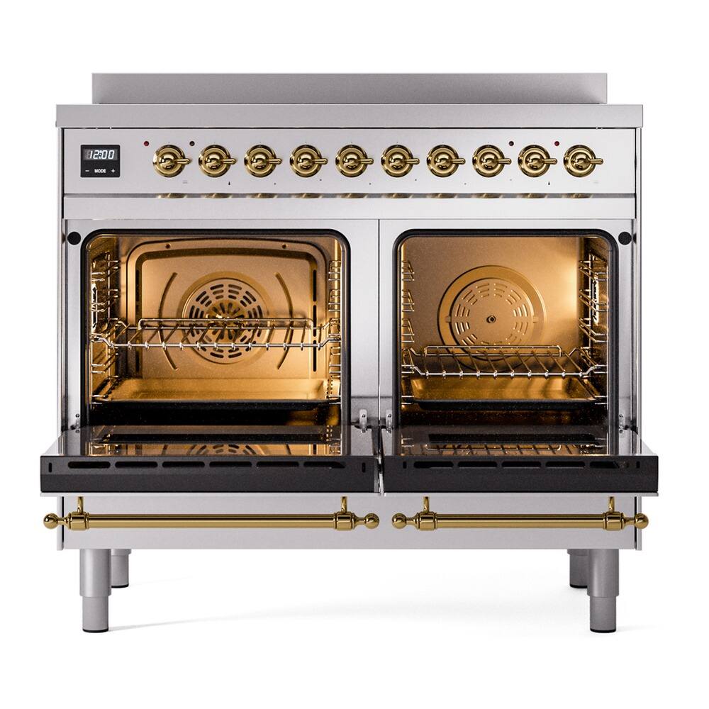 Alt View 2. ILVE - ILVE Nostalgie II 40 inch Induction Range with 6 Elements (Triple Glass Door, Stainless Steel, Brass) - Stainless Steel.