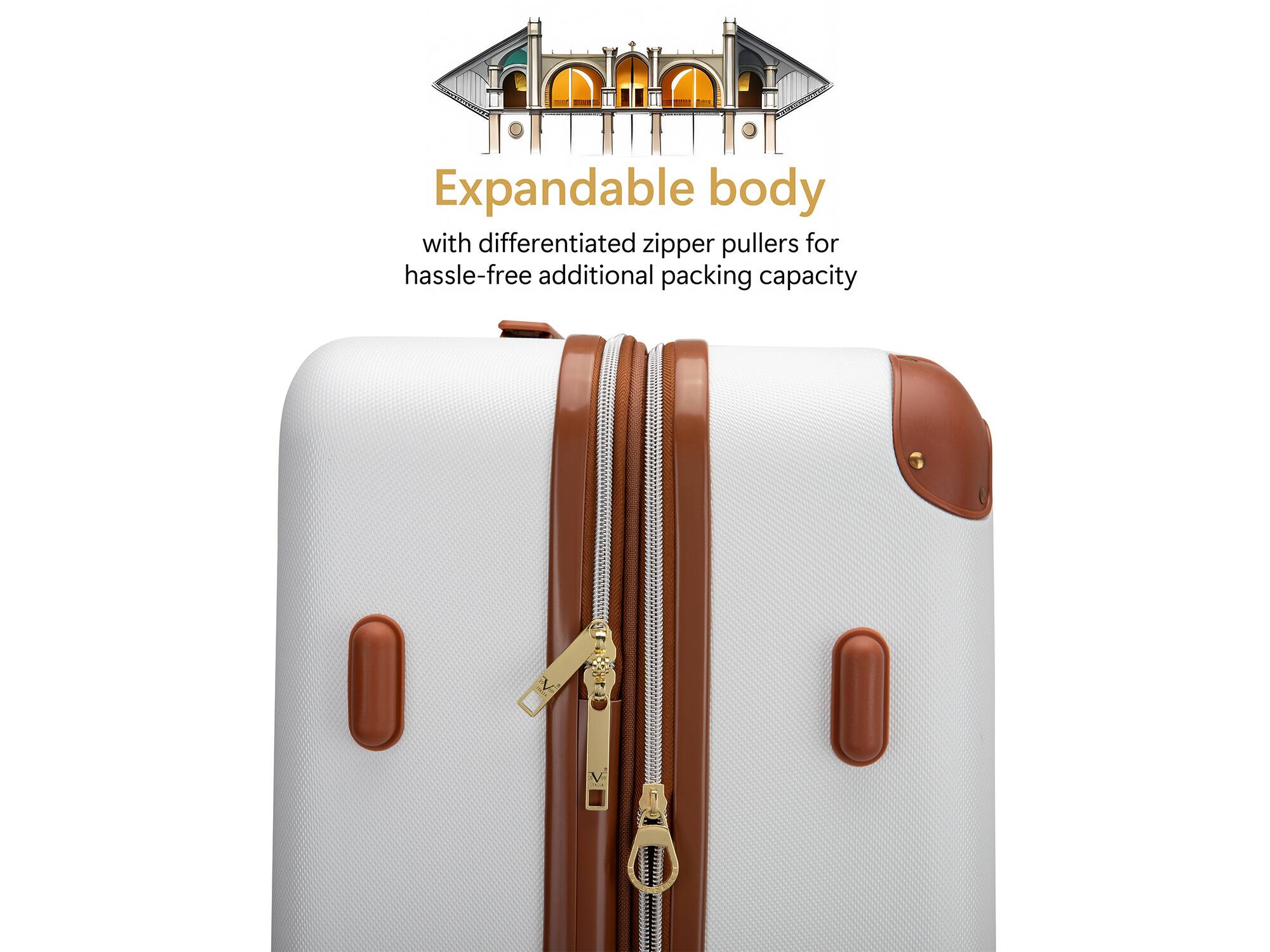 Expandable body with differentiated zipper pullers for hassle-free additional packing capacity