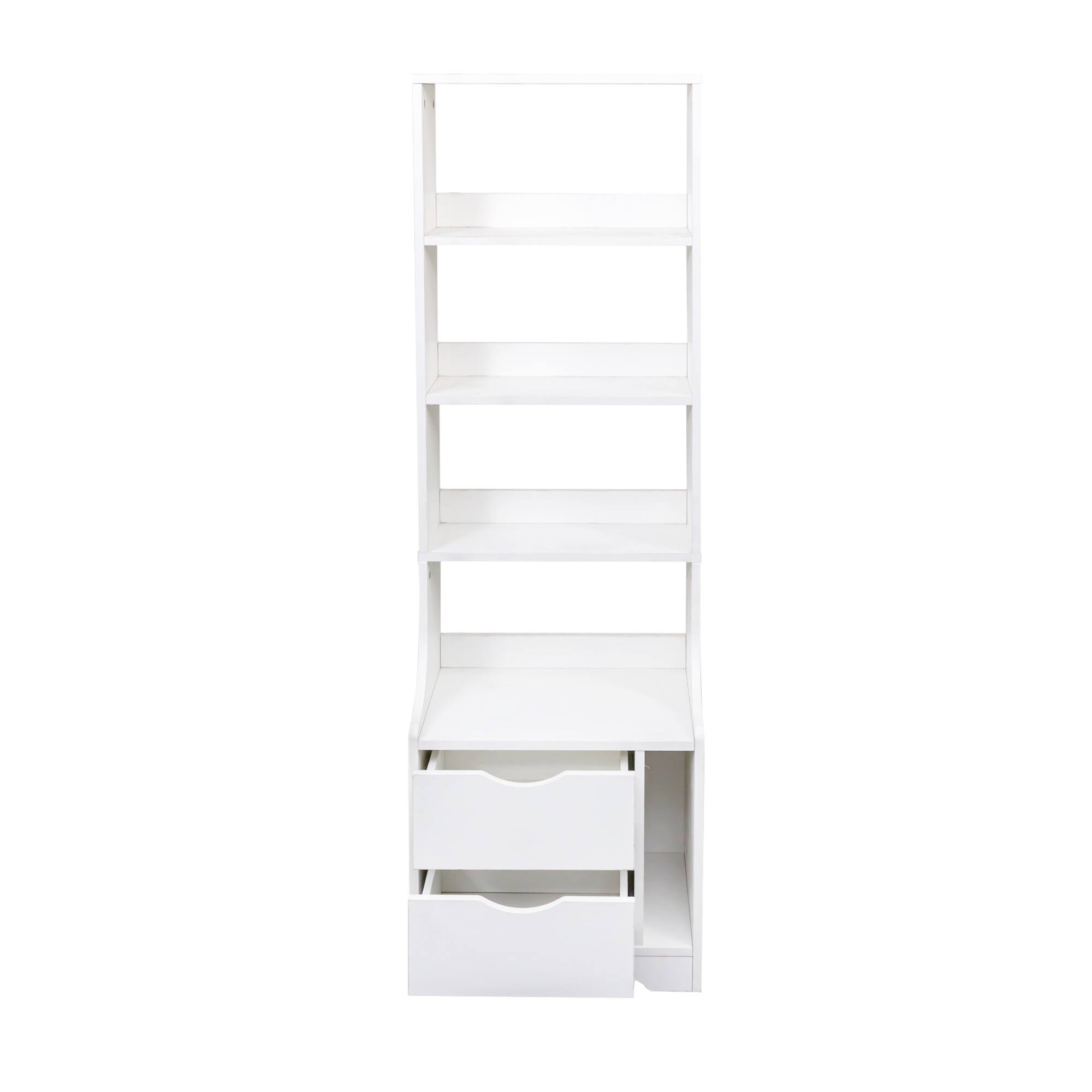 Alt View 6. Tiramisubest - Compact Night Stand with Bookshelf and 2 Drawers for Bedroom, Study, or Living Room - White.