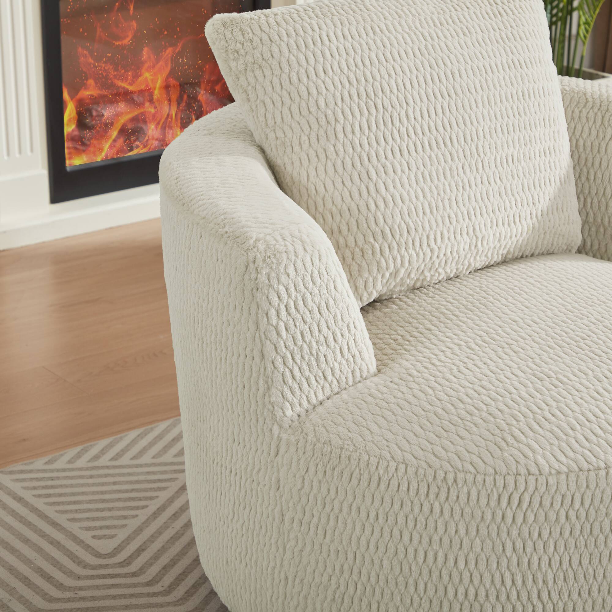 Alt View 1. GOODSILO - Modern 360-Degree Swivel Accent Chair with Plush Comfort and Sturdy Base for Living Spaces - Cream.