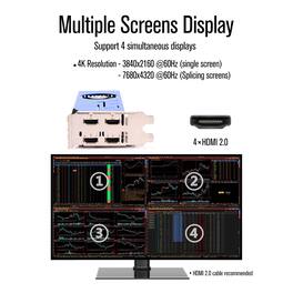 Dazzling Pops - GT 730 DDR3 4 Monitors HDMI Video Card for Desktop PC 64 Bits Support U3D Quad Setup Multiple Screens