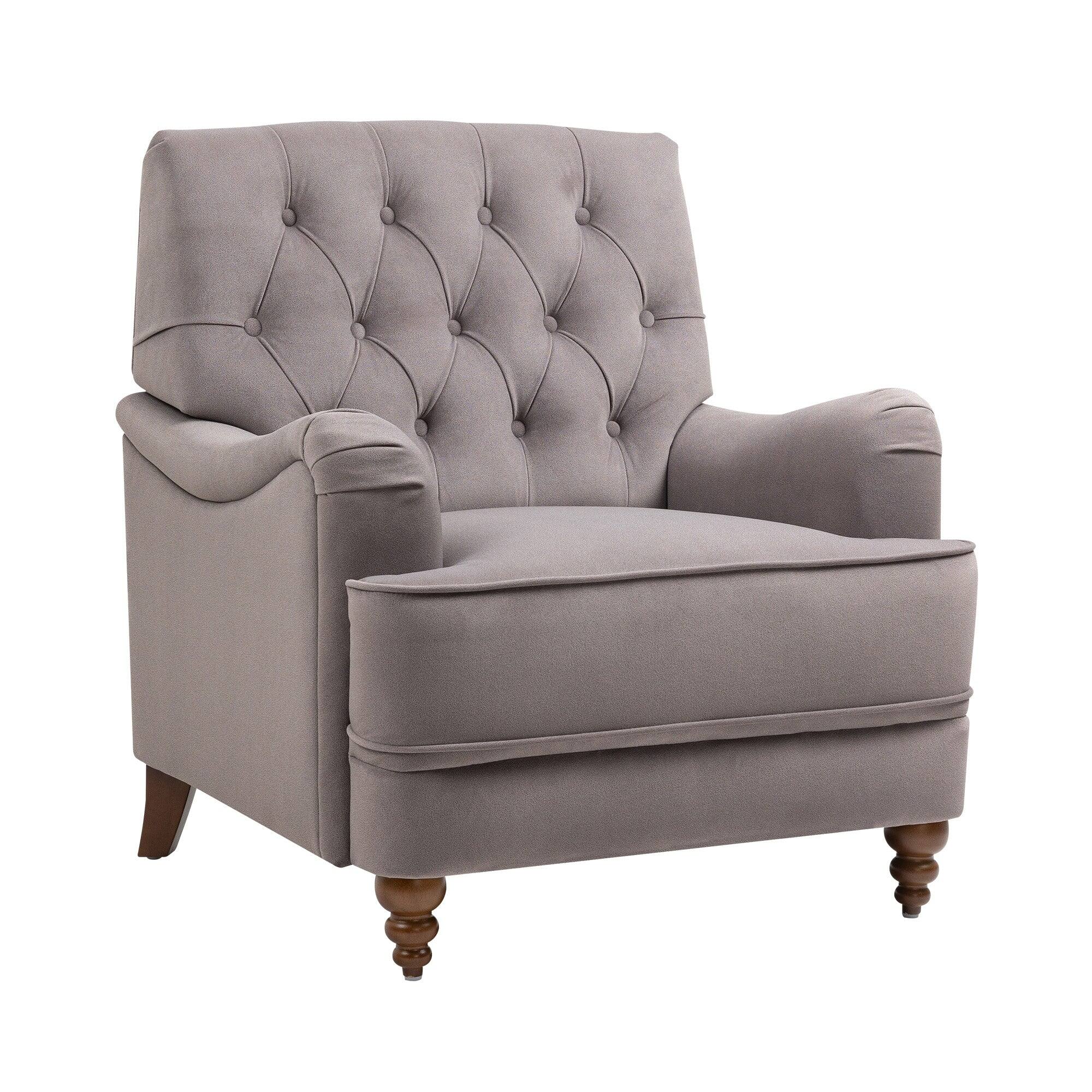 Angle. Boyel Living - 34 in. W Ergonomic High-End Fabric Accent Recliner Chair with Rubber Wooden Legs and Armrests - Gray.
