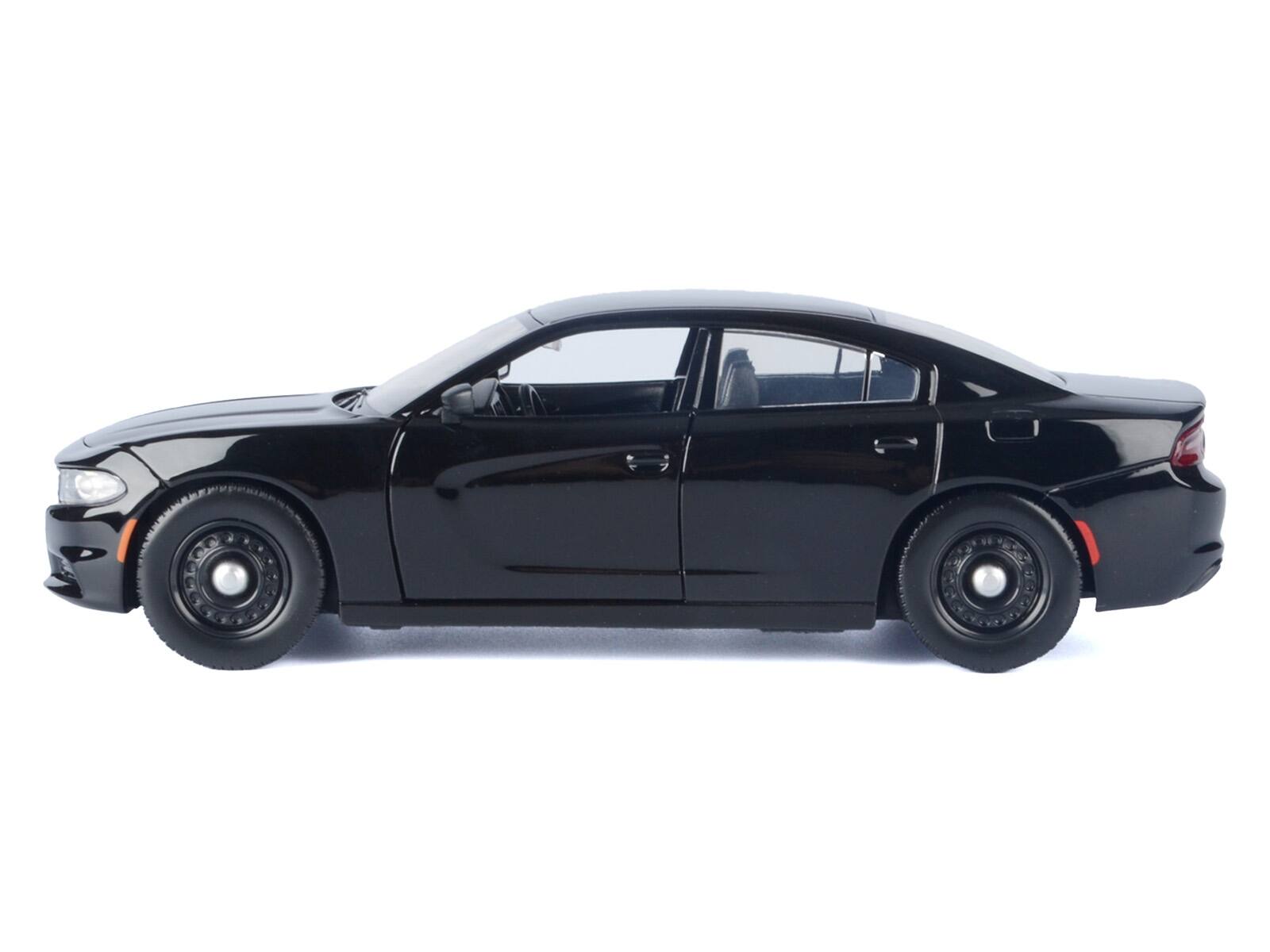 Angle. Motormax - 2023 Dodge Charger Pursuit Police Car Black "Custom Builder's Kit - Law Enforcement and Public Service" Series 1/24 - Black.