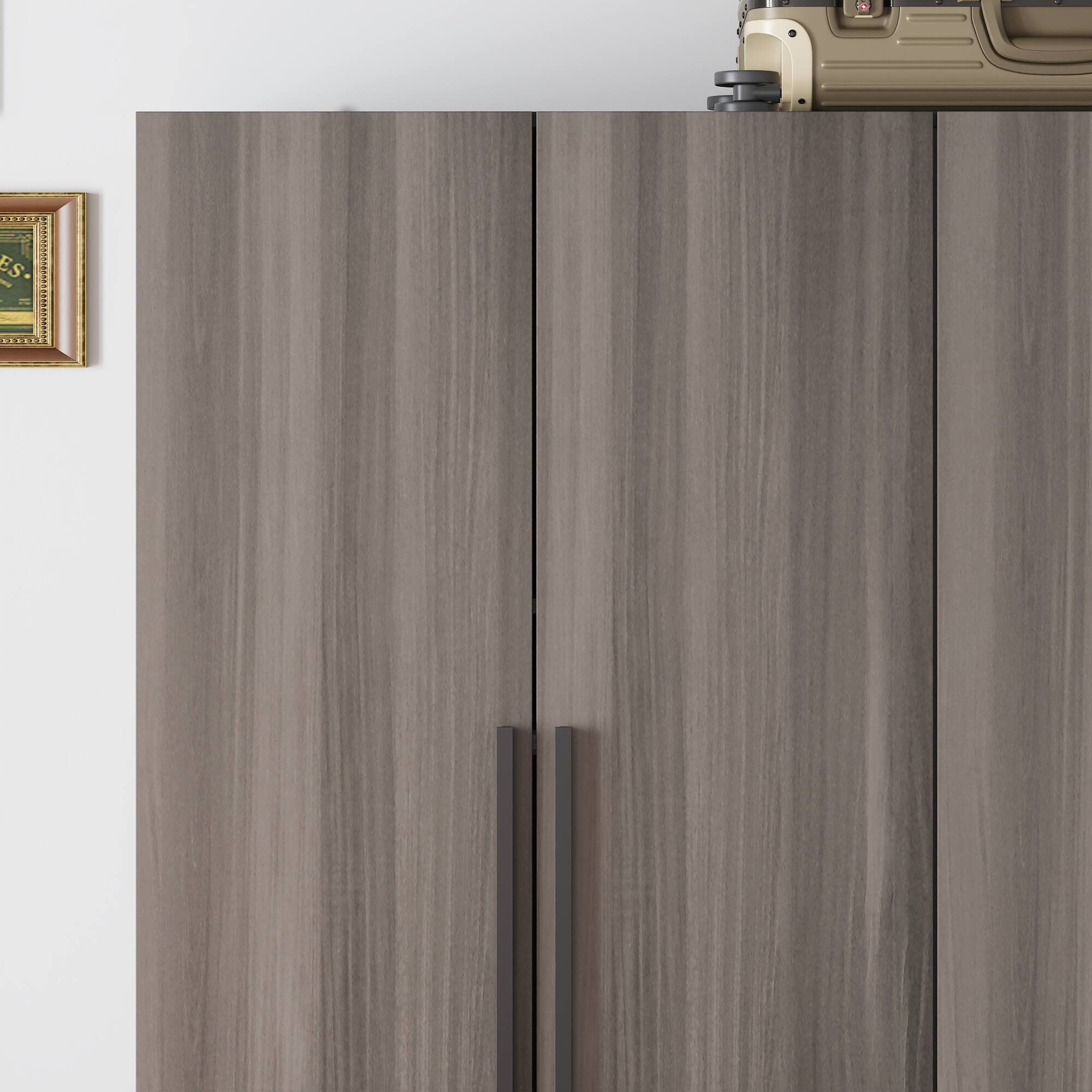 Alt View 7. FUFU & GAGA - Modern Wood Grain Four-Door Wardrobe Closet – Spacious Family Storage with Safety Design - Gray.