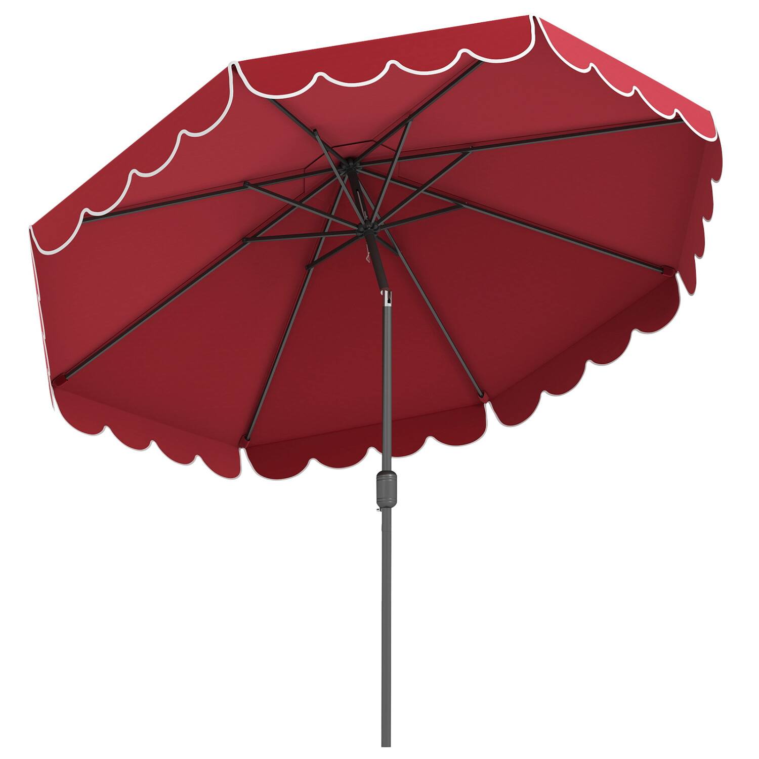 Alt View 4. Mondawe - 10 FT Patio Umbrella with Push Button Tilt and Crank Lift - Red.