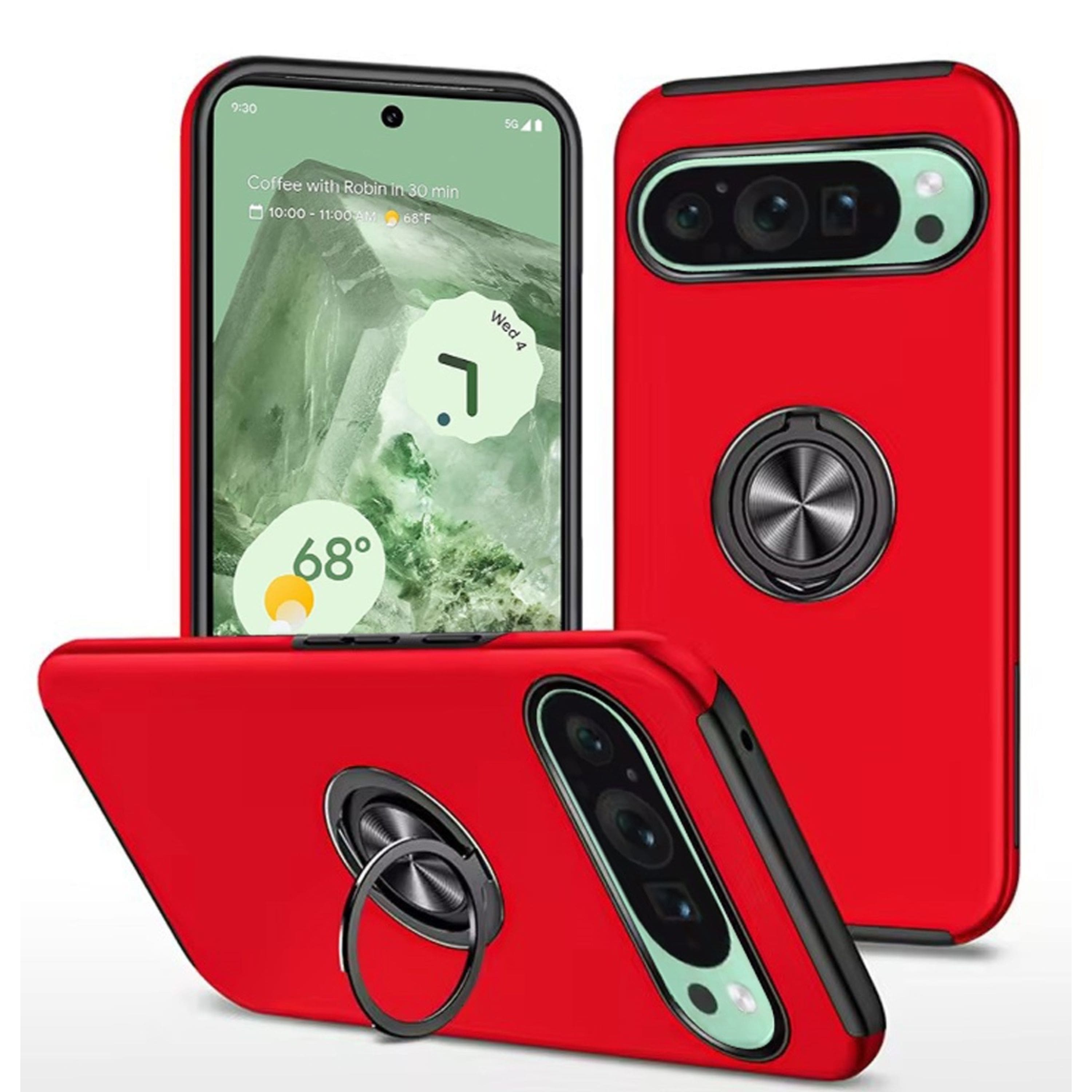 Kitcheniva - Dual Layer Magnetic Ring Phone Cover For Google Pixel 9/ 9 Pro - Red price history on PriceWatchPro