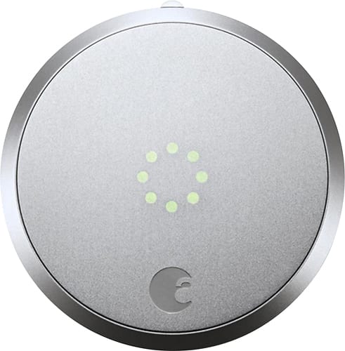 August - HomeKit Bluetooth Deadbolt Retrofit Smart Lock - Silver - Larger Front