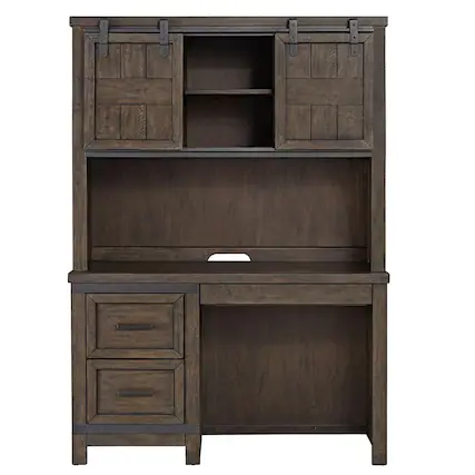 Front. Liberty Furniture Industries - Thornwood Hills Student Desk in Rock Beaten Brown w/ Saw Cuts - Brown.