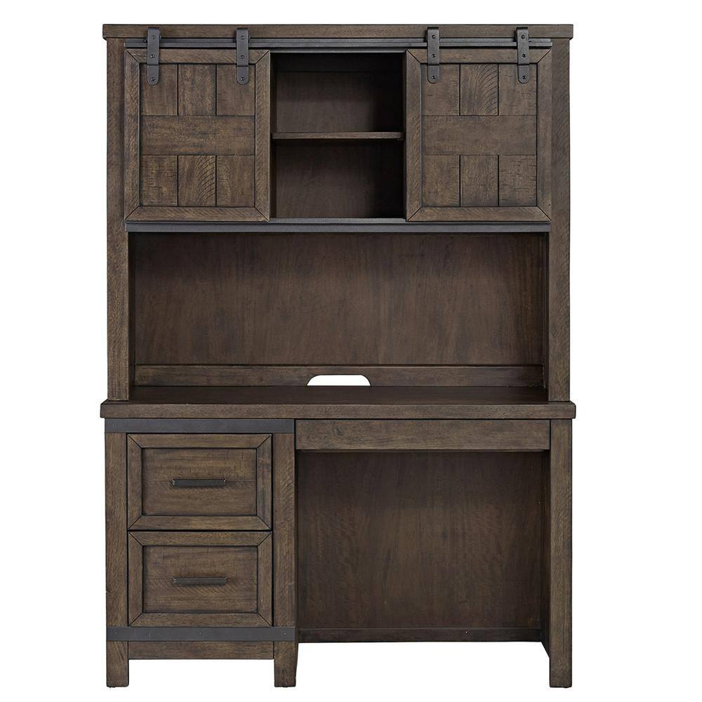 Front. Liberty Furniture Industries - Thornwood Hills Student Desk in Rock Beaten Brown w/ Saw Cuts - Brown.