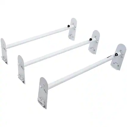 Front. VEVOR - Van Roof Ladder Rack, 3 Bars Alloy Steel Roof Racks, 750 LBS Capacity Rain-Gutter Roof Rack, Adjustable Length - White.