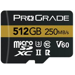 Prograde Digital - 512GB MicroSDXC UHS-II U3 Class 10 V60 Memory Card with SD Adapter