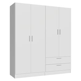 Madesa - 4 Doors 2 Drawers Wardrobe Set with Shelves and Hanging Space 63"L - White