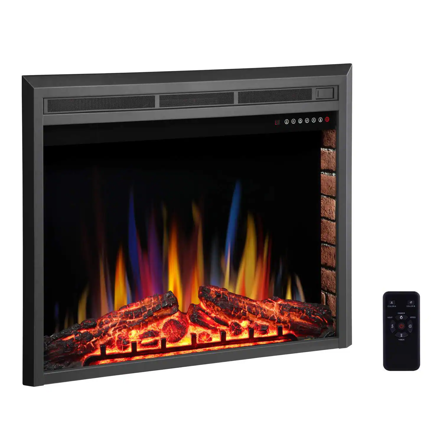 Front. Edendirect - 39 in. Ventless Electric Fireplace Insert with Remote Control, Timer, Colorful Flame Option, 750-Watt/1500-Watt - Black.