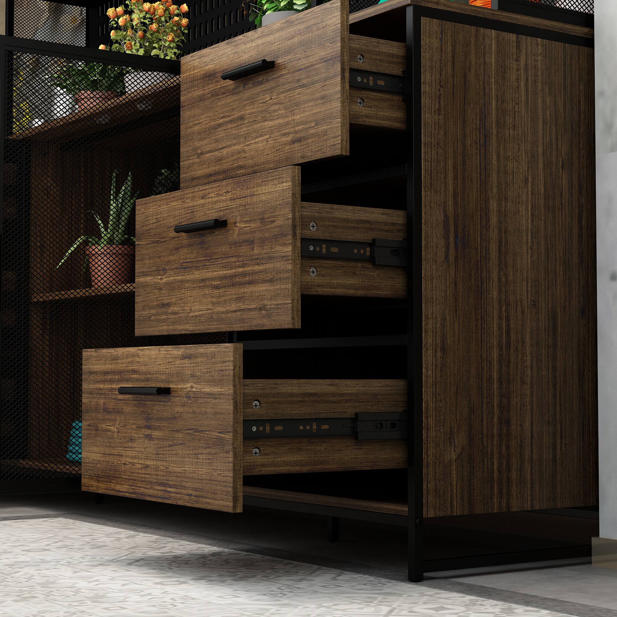 Alt View 1. FUFU & GAGA - FUFU&GAGA Industrial - Style Kitchen Storage Unit: Organized & Stylish Pantry Cabinet - Brown.