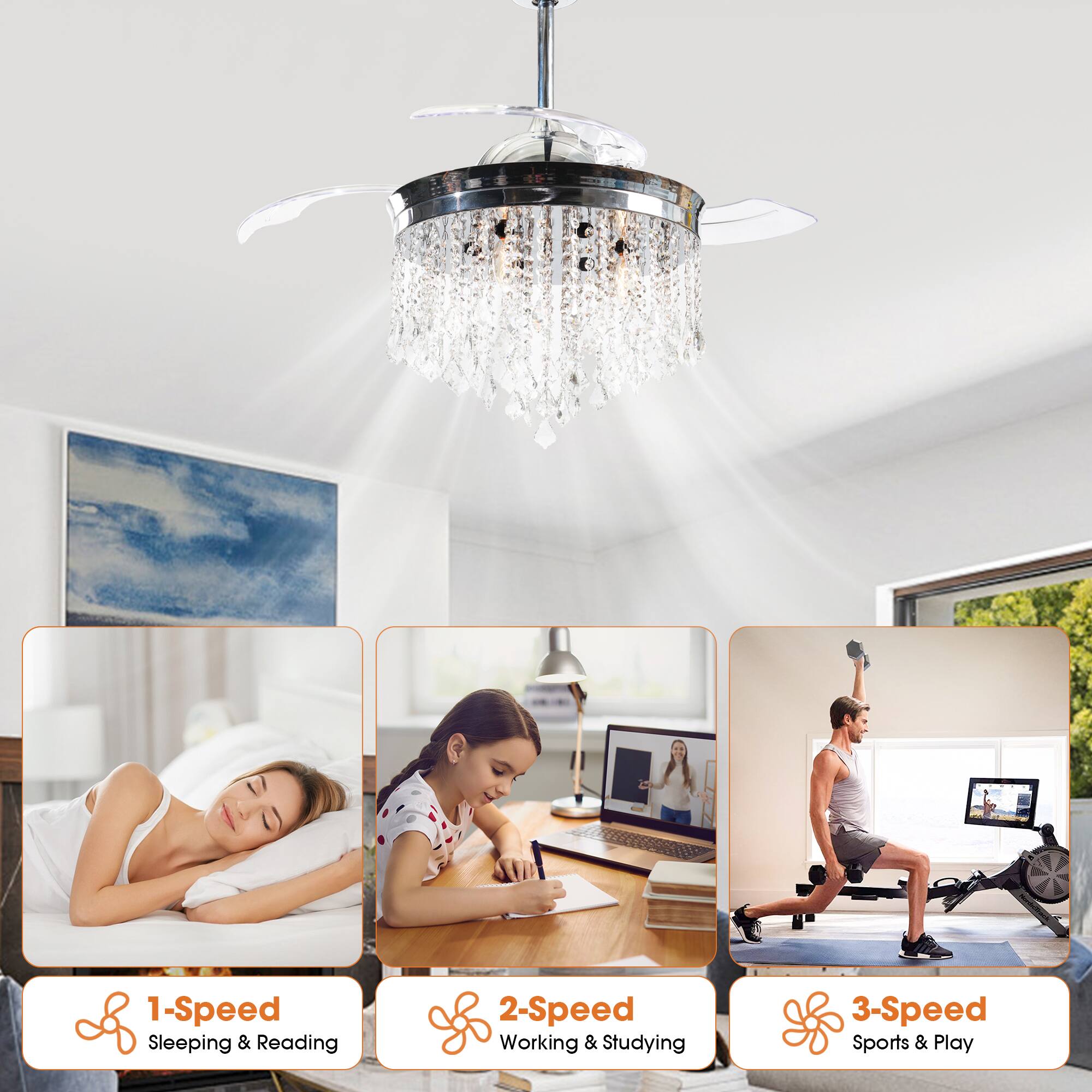 1-Speed: Sleeping & Reading  
2-Speed: Working & Studying  
3-Speed: Sports & Play