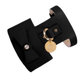 PoisePup - Luxe Adjustable Leather Harness Vest, Soft with Bow and Crystal for Dogs - Black