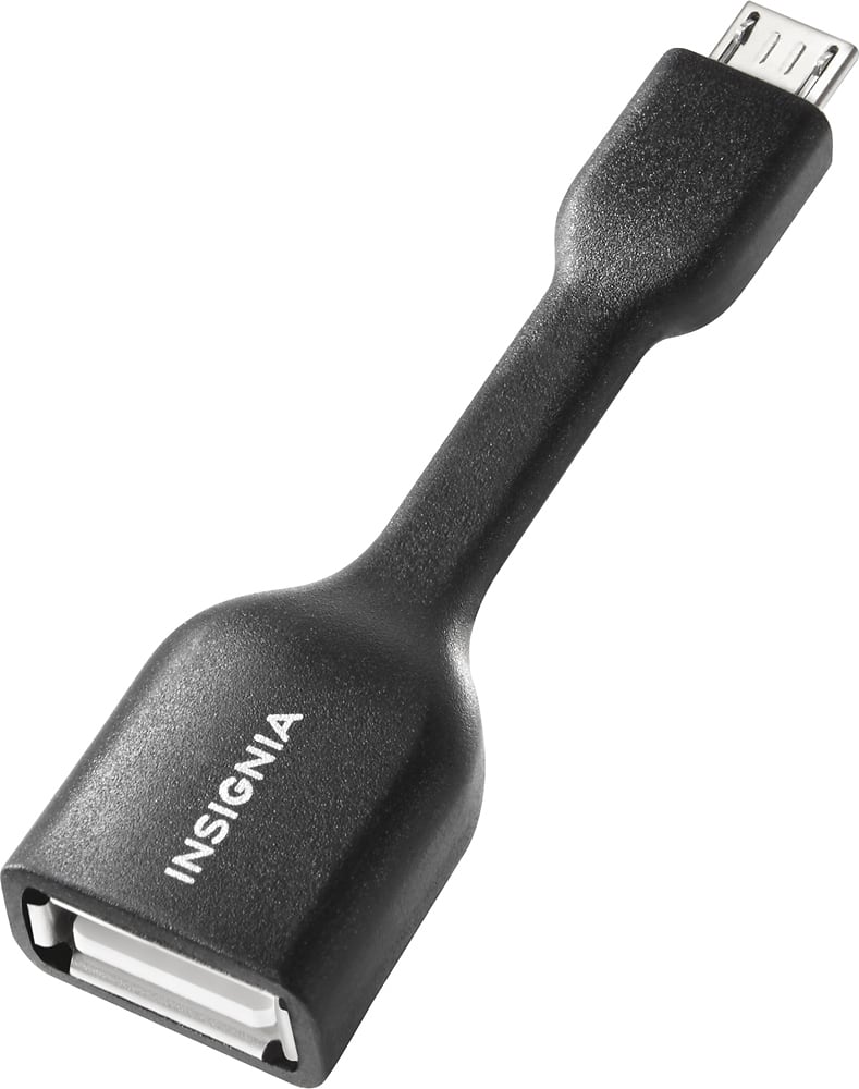 Angle. Insignia™ - OTG (On The Go) Micro USB-to-USB Type-A Adapter Cable - Black.