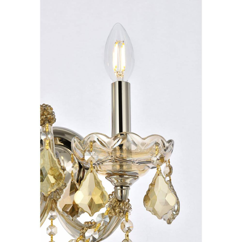 Alt View 2. Elegant Lighting - Maria Theresa 2 light Golden Teak Wall Sconce Golden Teak - Golden Teak.