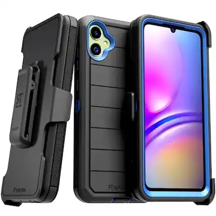 Front. RomeTech - Defender Case for Samsung Galaxy A05 S - Black & Blue - Black ,Blue.