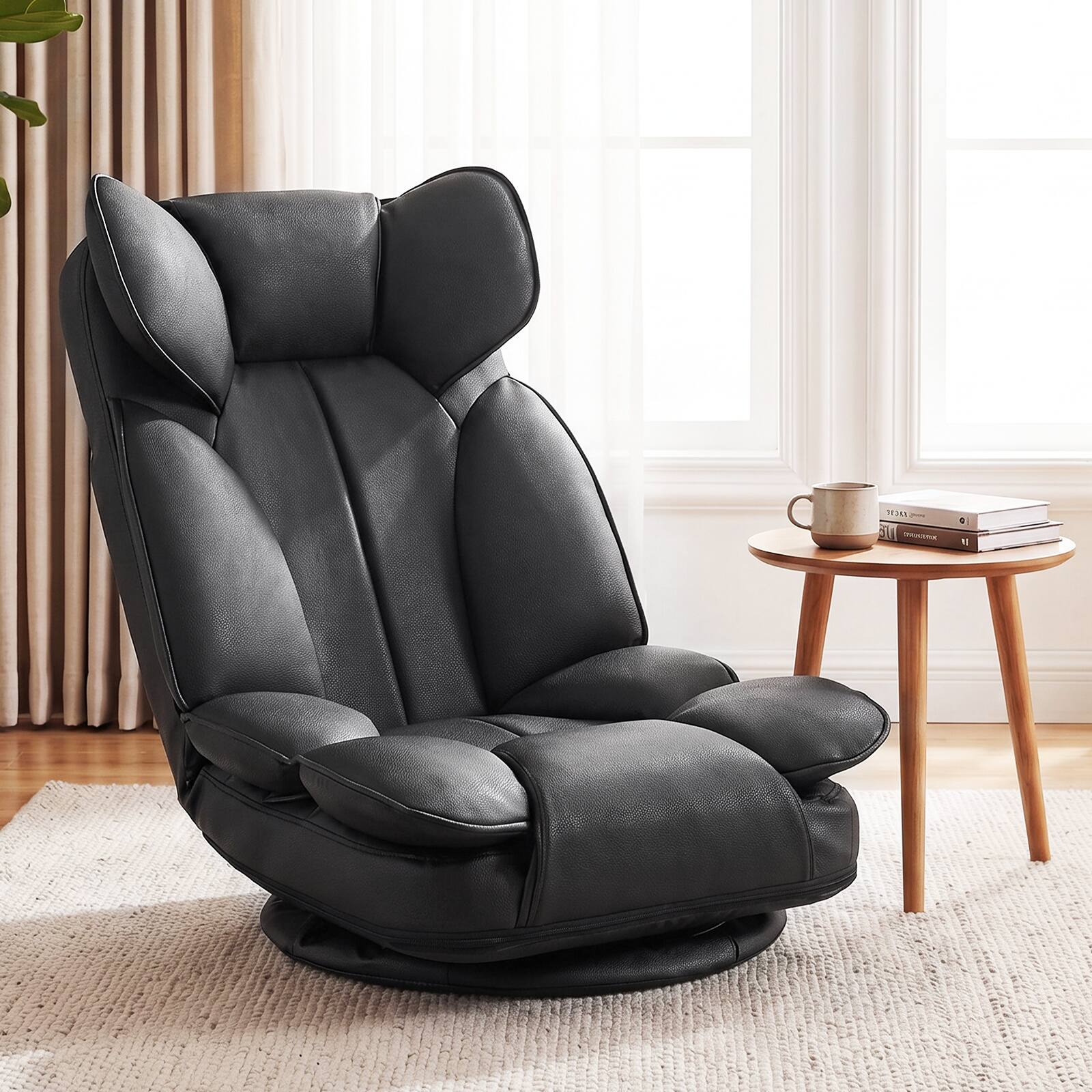 Alt View 4. Costway - Costway 360 Degree Swivel Floor Gaming Chair, Folding Lazy Adjustable Lounger Couch - Black.