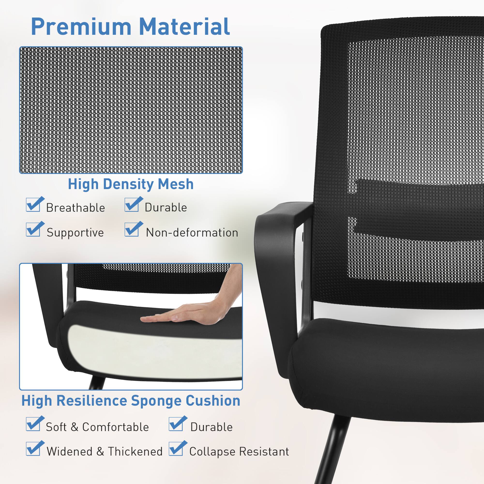 Costway Conference Chairs Mesh Reception Office Guest Chairs - Thumbnail 5