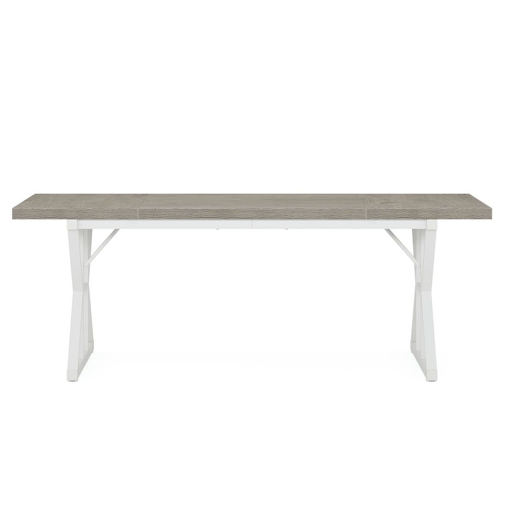 Alt View 3. Kadyn - Dining Table, Wood Living Room Tabl, Farmhouse 70.8" Kitchen Table for 6 People,Grey & White - Gray.