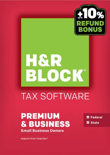 Front. H&R Block - Tax Software Premium & Business Federal and State: Small Business Owners (Tax Year 2015).