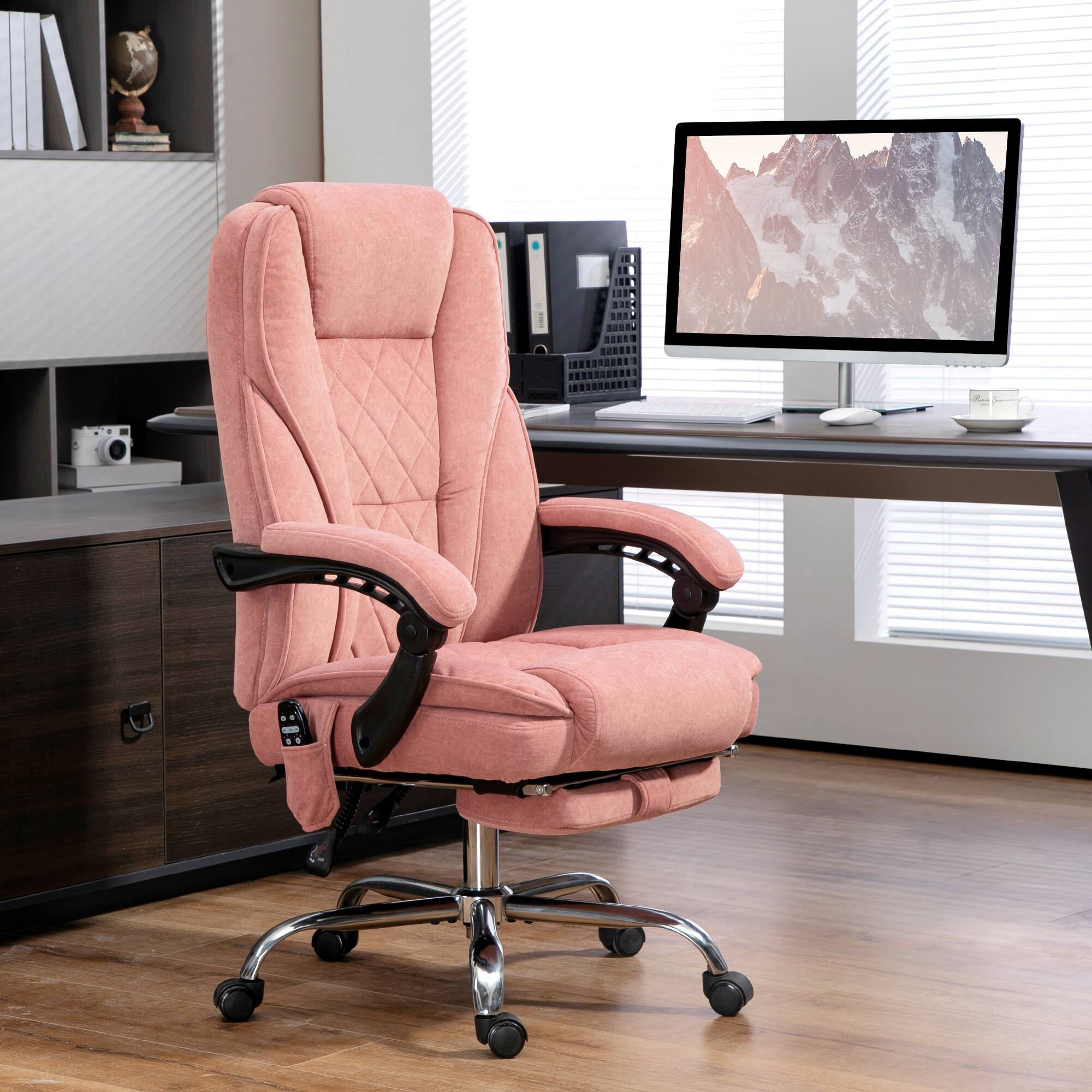 Alt View 1. Vinsetto - Massage Office Chair with Foot Rest, Executive Computer Desk Chair with 6 Vibration Point and Heat - Pink.