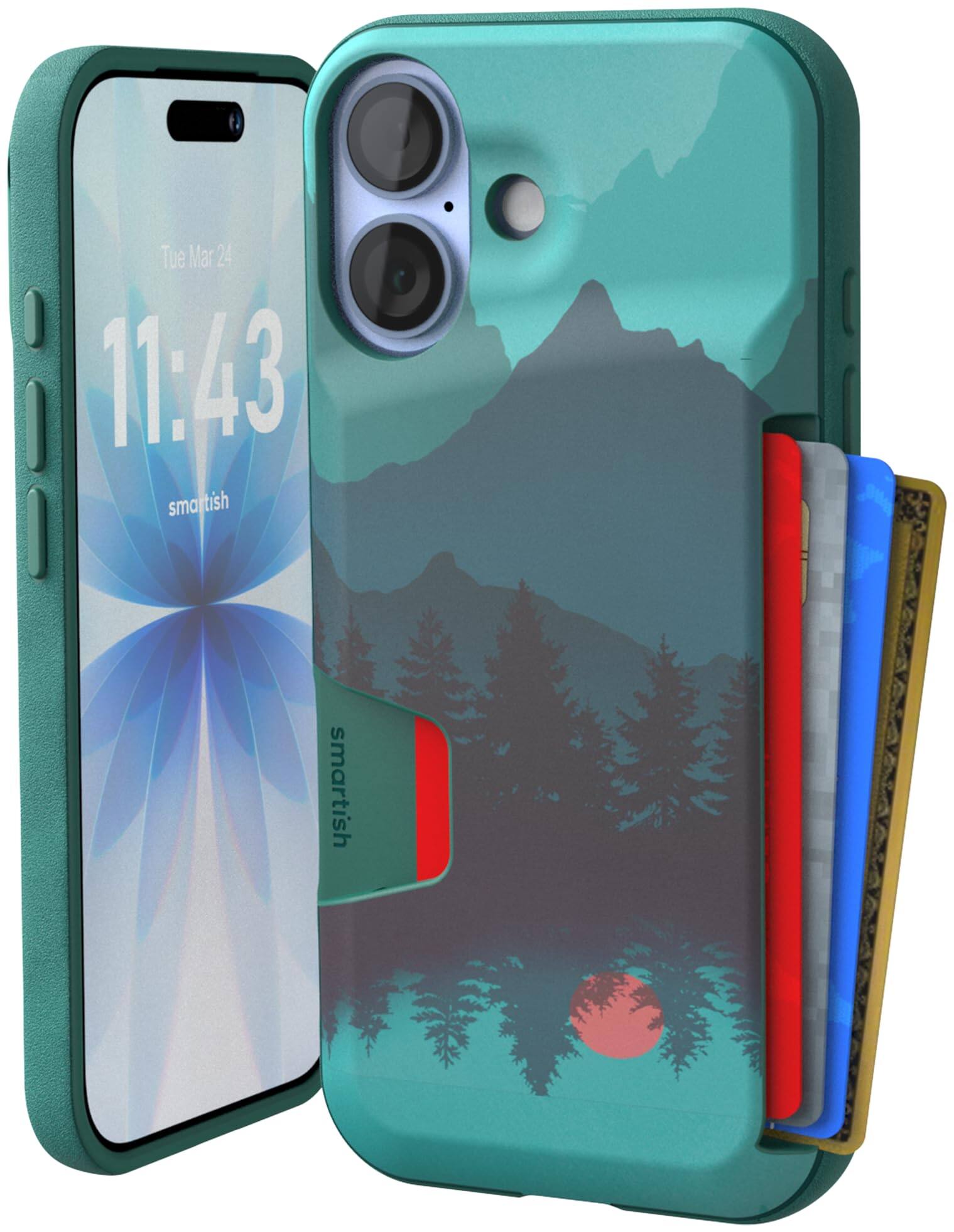 Smartish - iPhone 17 Wallet Case - Wallet Slayer Vol 1 - Slim Grip Card Holder Cover - Mountains - Moving Mountains