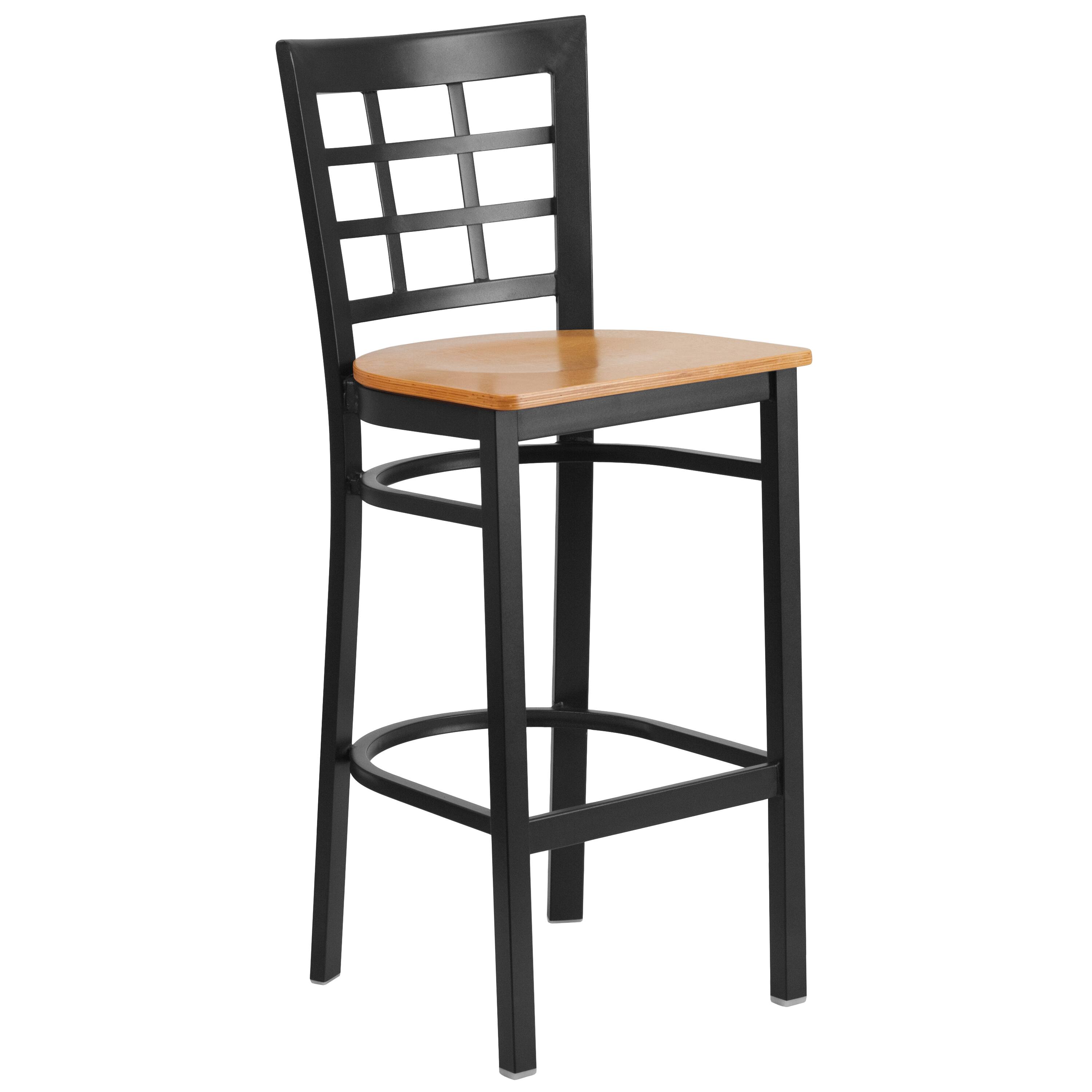 Natural Wood Seat/Black Metal Frame