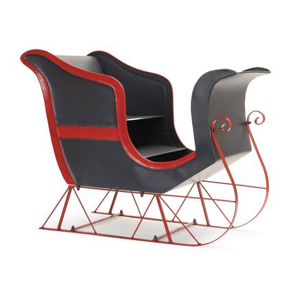 Front. BreeBe - Vintage-Inspired Iron Sleigh - Black, Red.