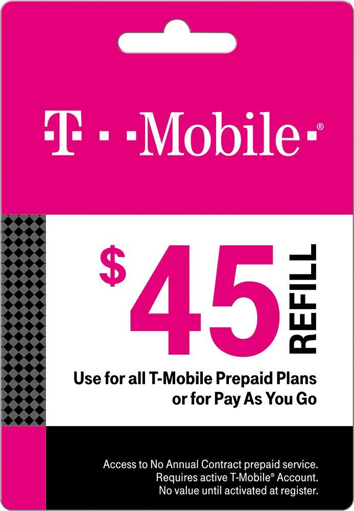 Front. T-Mobile - $45 Prepaid Refill Card.