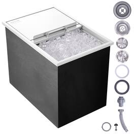 VEVOR - Drop in Ice Chest, 27"L x 18"W x 21"H Stainless Steel Ice Cooler, Commercial Ice Bin with Sliding Cover, 40.9 qt Outdoor - Silver