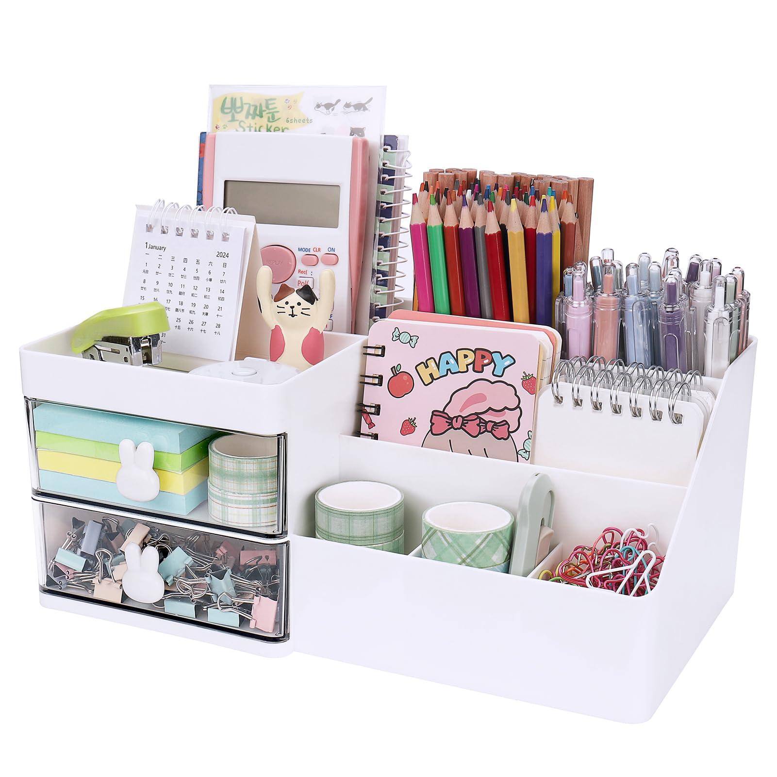 8 Compartments + 2 Drawer (White)