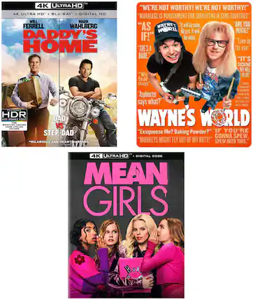 Front. 4K & Hilarious: SNL Alumni Edition Daddy's Home | Wayne's World | Mean Girls - 4K Blu-Ray.