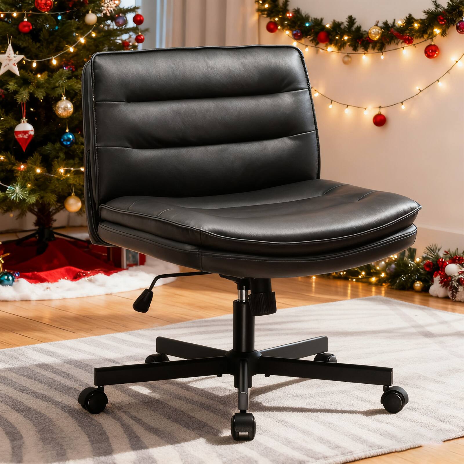CloudRest Pro - Criss Cross Chair Swivel Wide Home Office Desk Chair - Black