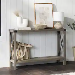 Hivvago - Industrial Farmhouse Entryway Table / Console Table in Taupe Grey Wood Finish - Taupe , Grey