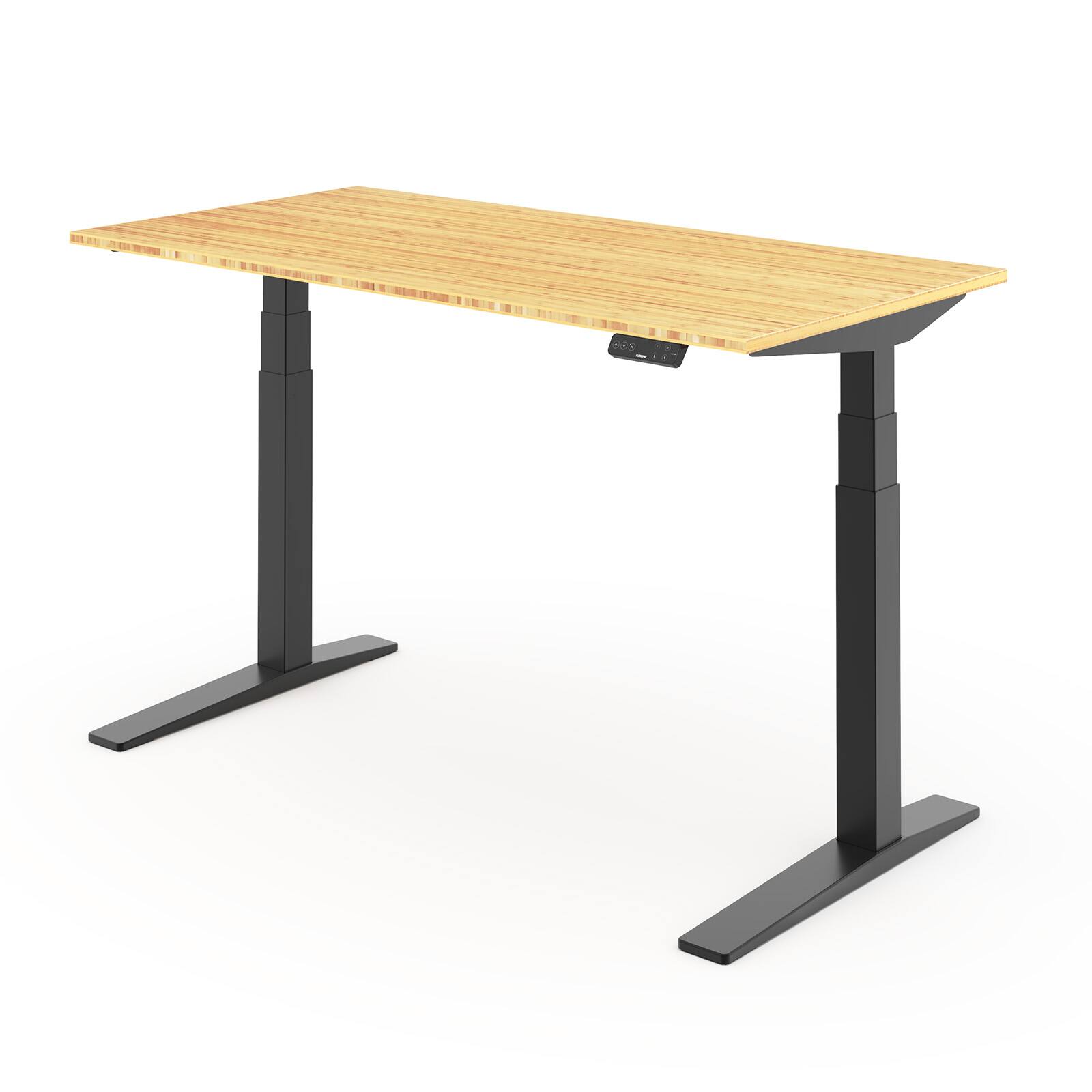 Angle. FlexiSpot - FlexiSpot E7 55''W Electric Adjustable Standing Desk, Bamboo/Black - Bamboo.