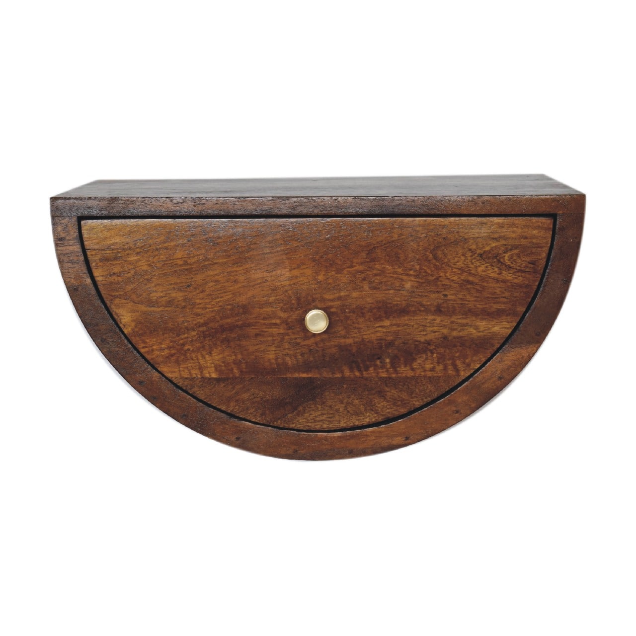 Artisan Furniture - Solid Wood Crescent Floating Nightstand, 1 Drawer, Dark Brown - Chestnut