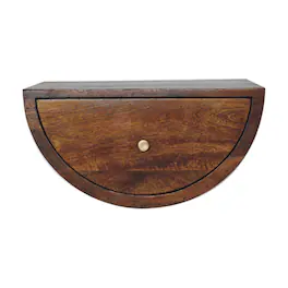 Artisan Furniture - Solid Wood Crescent Floating Nightstand, 1 Drawer, Dark Brown - Chestnut