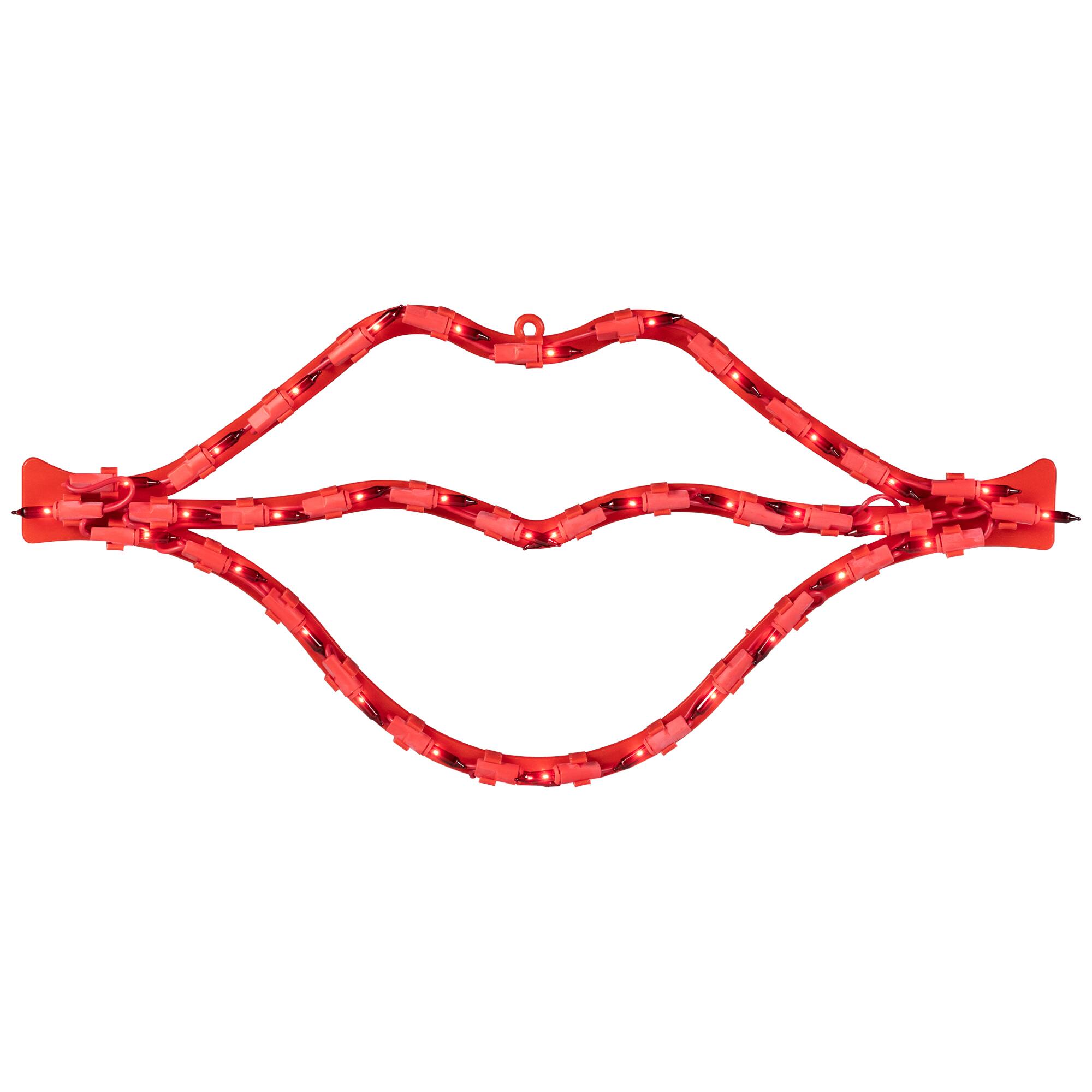 Alt View 1. Northlight - 17.5" Lighted Red Lips Valentine's Day Window Silhouette - Red.
