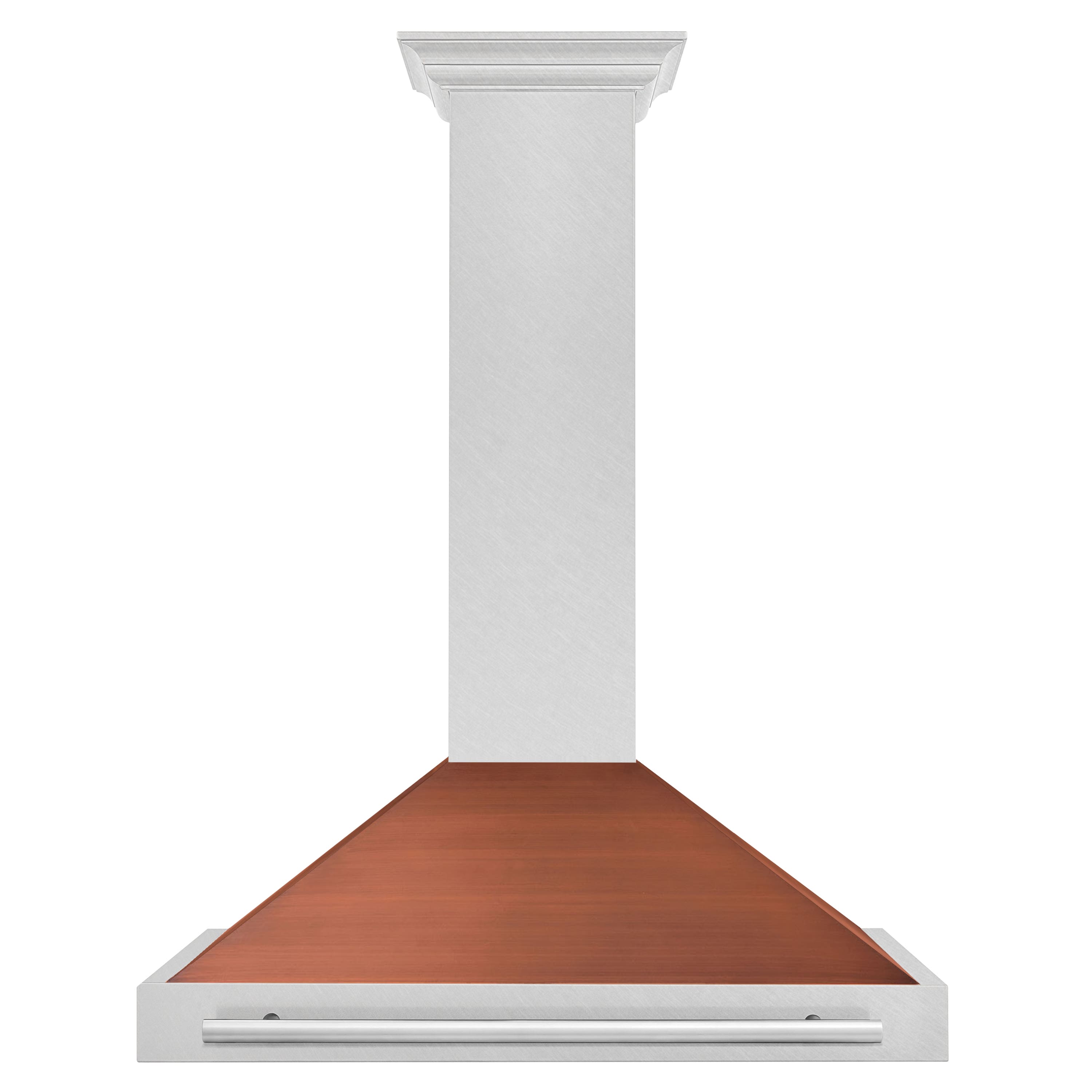 Front. ZLINE - ZLINE 36 in. Convertible Satin Steel Wall Mount Range Hood with Copper Shell and Steel Handle - Stainless Steel.