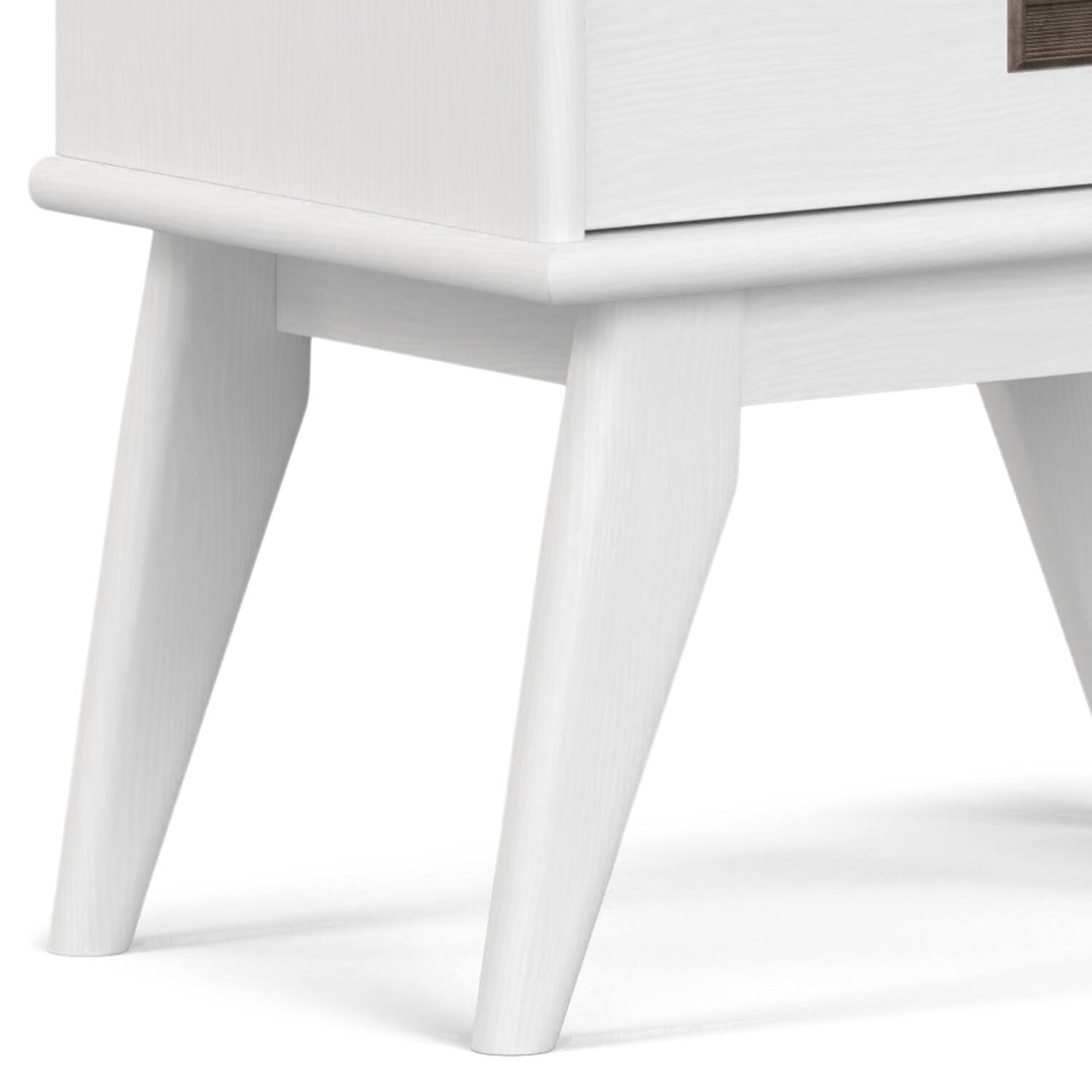 Alt View 7. Simpli Home - Draper SOLID HARDWOOD 64 inch x 22 inch Mid Century Modern Bookcase and Storage Unit in White - White.