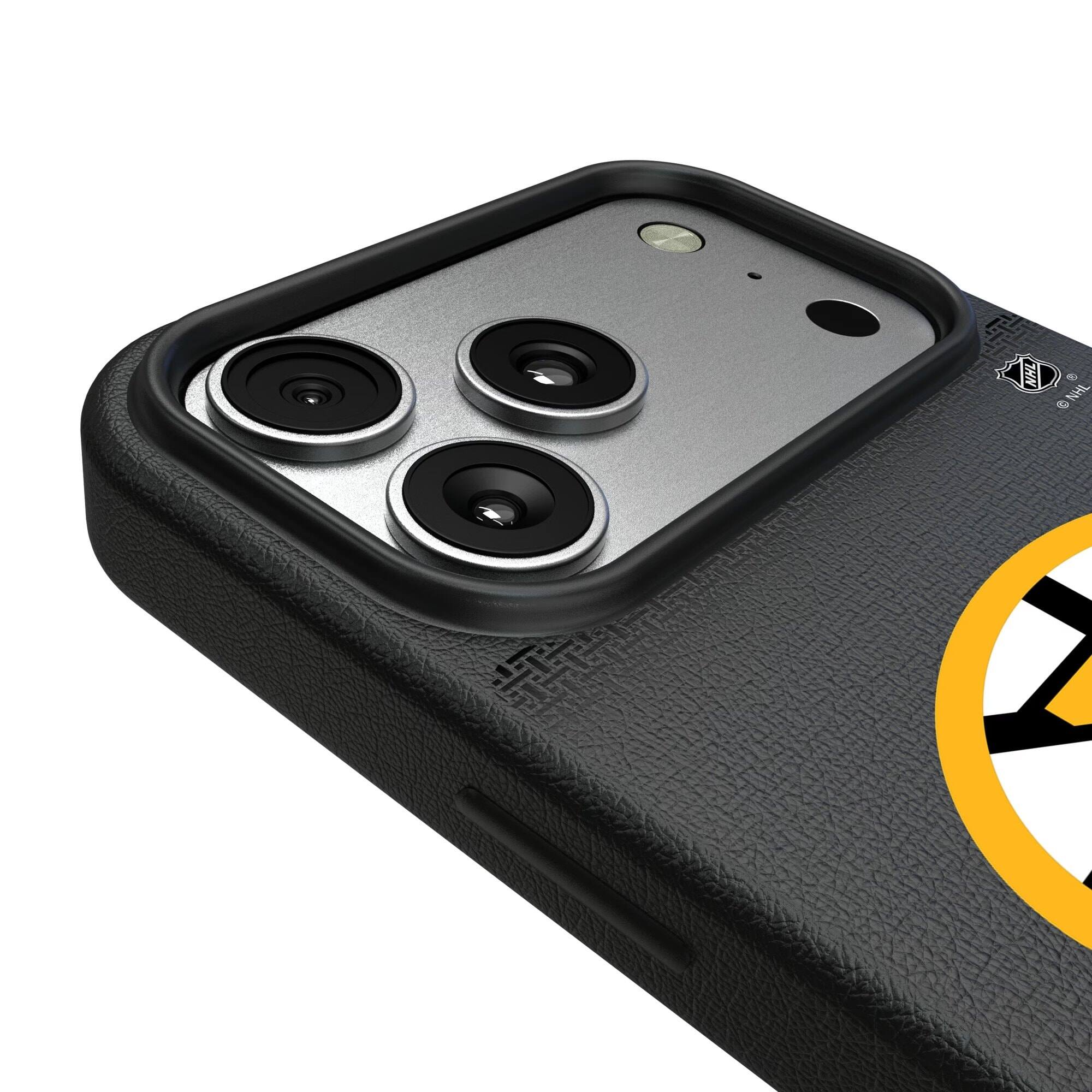 Alt View 2. Keyscaper - Linen Logo iPhone Magnetic Bump Case - 15 Pro Max - Black.