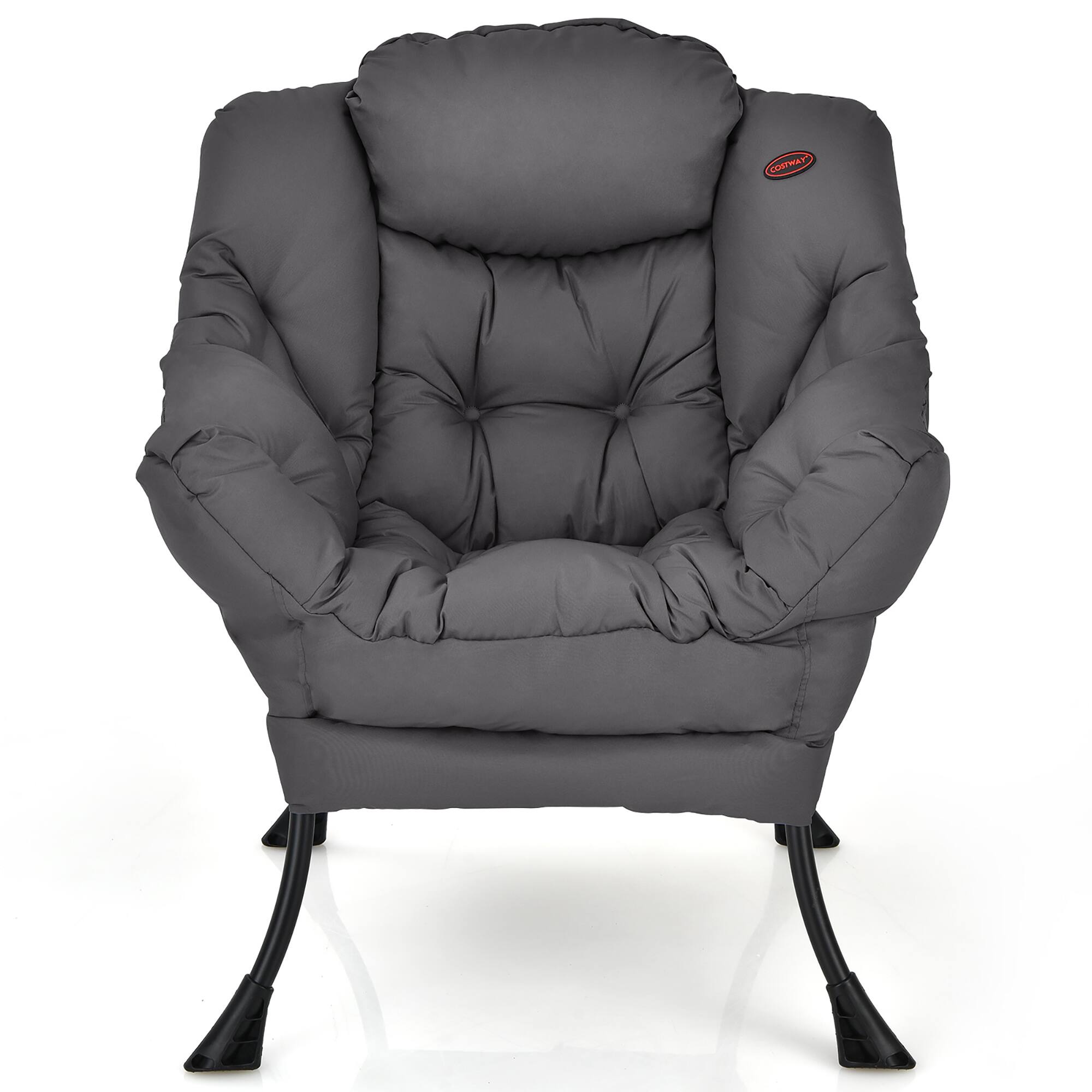 Alt View 16. Costway - Modern Polyester Lazy Sofa Chair with Side Pocket - Grey.